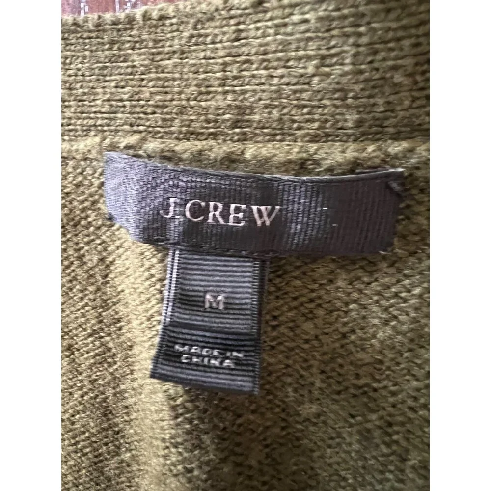 J.Crew Cardigan Green Wool Blend Button Down Oversized Pockets Women's Medium - Picture 3 of 10